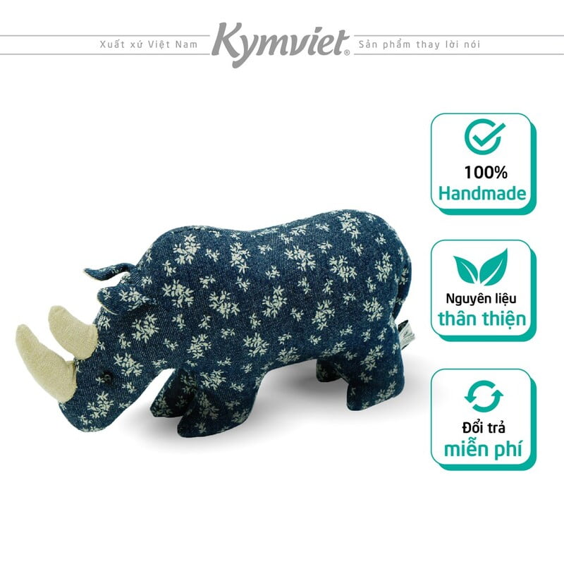 Tê Giác Bố Nhồi Bông KYMVIET Vải Cotton Handmade Tê Giác Bố Nhồi Bông KYMVIET Vải Cotton Handmade