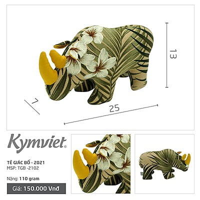 Tê Giác Bố Nhồi Bông KYMVIET Vải Cotton Handmade Tê Giác Bố Nhồi Bông KYMVIET Vải Cotton Handmade