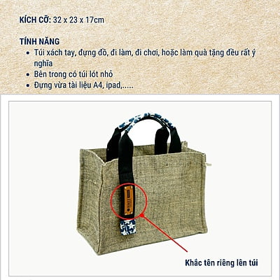 Túi Xách Vải Canvas Khắc Tên Riêng Kymviet 100% Handmade Đựng Đồ Đa Năng, Thiết Kế Thời Trang