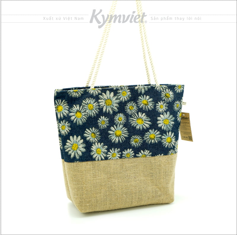 Túi Tote Vải Bò Đay Kymviet 100% Handmade Đựng Đồ Đa Năng, Thiết Kế Thời Trang [TXVBD-2102]