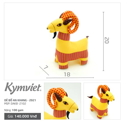 Đồ Chơi Nhồi Bông Hình Dê Bố An Khang Kymviet 100% Handmade Cotton [DAKB-2102]