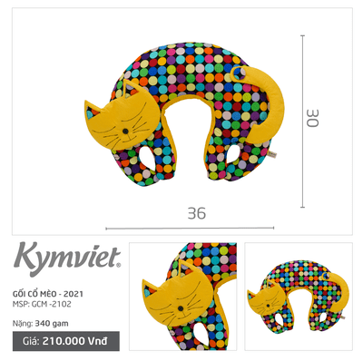Gối Kê Cổ Chữ U Hình Mèo Kymviet 100% Handmade Cotton Cho Bé [GCM-2102]
