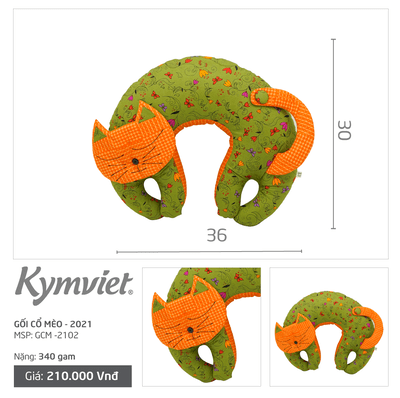 Gối Kê Cổ Chữ U Hình Mèo Kymviet 100% Handmade Cotton Cho Bé [GCM-2102]