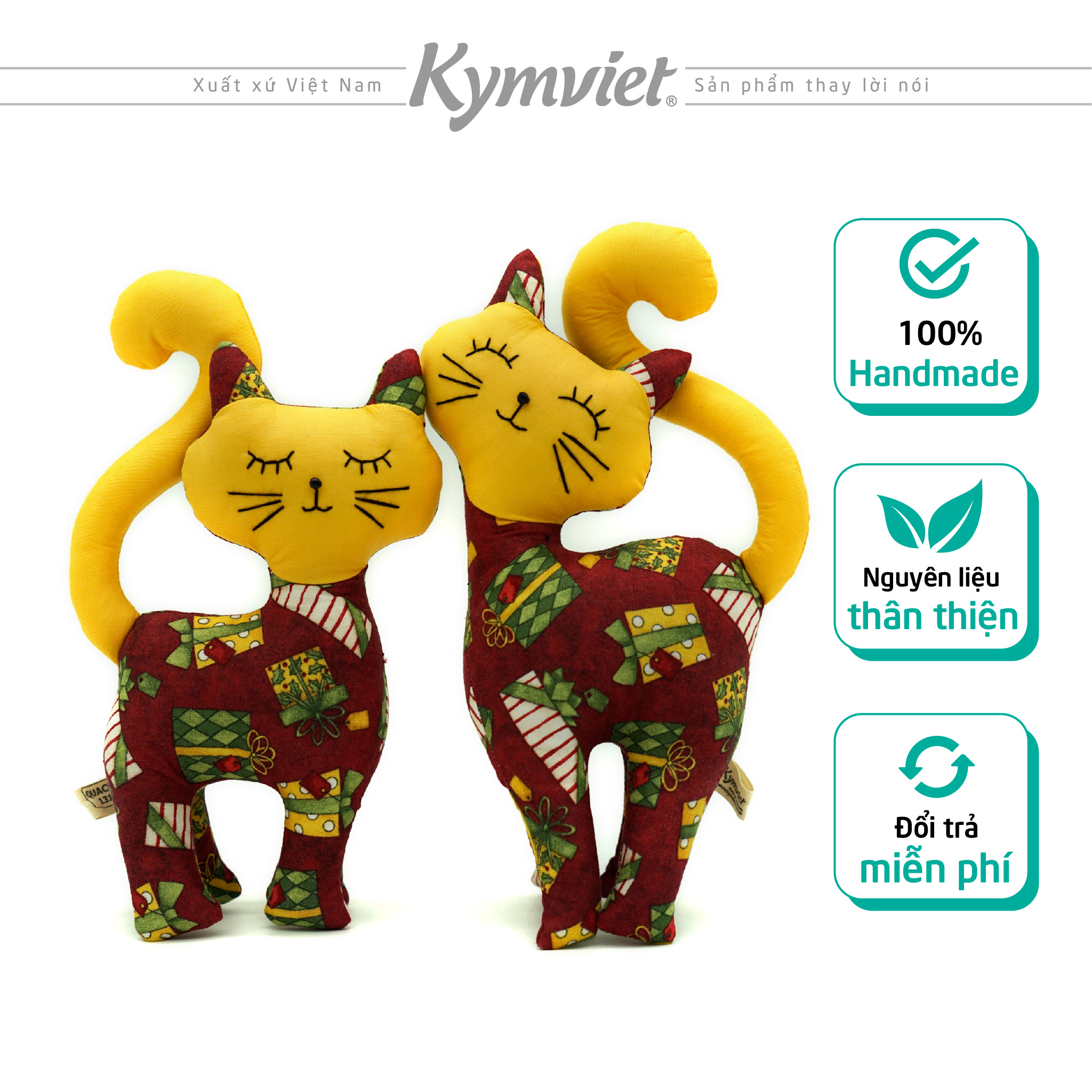 Cặp Đôi Mèo Thiên Thần KYMVIET Vải Cotton Handmade Cặp Đôi Mèo Thiên Thần KYMVIET Vải Cotton Handmade