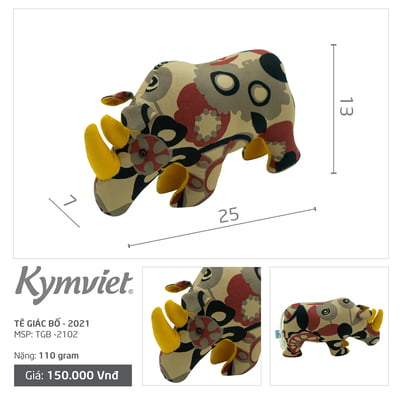 Đồ Chơi Nhồi Bông Hình Tê Giác Bố Kymviet 100% Handmade Cotton [TGB-2102]