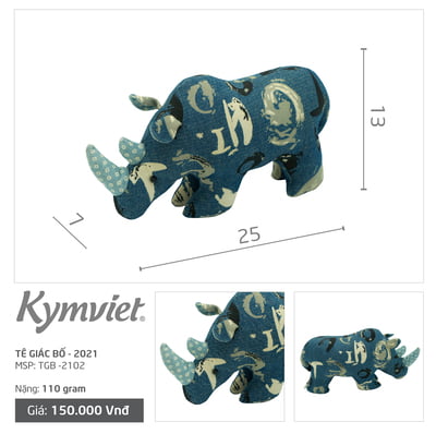 Đồ Chơi Nhồi Bông Hình Tê Giác Bố Kymviet 100% Handmade Cotton [TGB-2102]