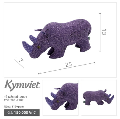 Đồ Chơi Nhồi Bông Hình Tê Giác Bố Kymviet 100% Handmade Cotton [TGB-2102]