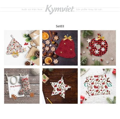 Set 6 Phụ Kiện Trang Trí Giáng Sinh KYMVIET Chất Liệu Vải In Họa Tiết 100% Handmade Set 6 Phụ Kiện Trang Trí Giáng Sinh KYMVIET Chất Liệu Vải In Họa Tiết 100% Handmade